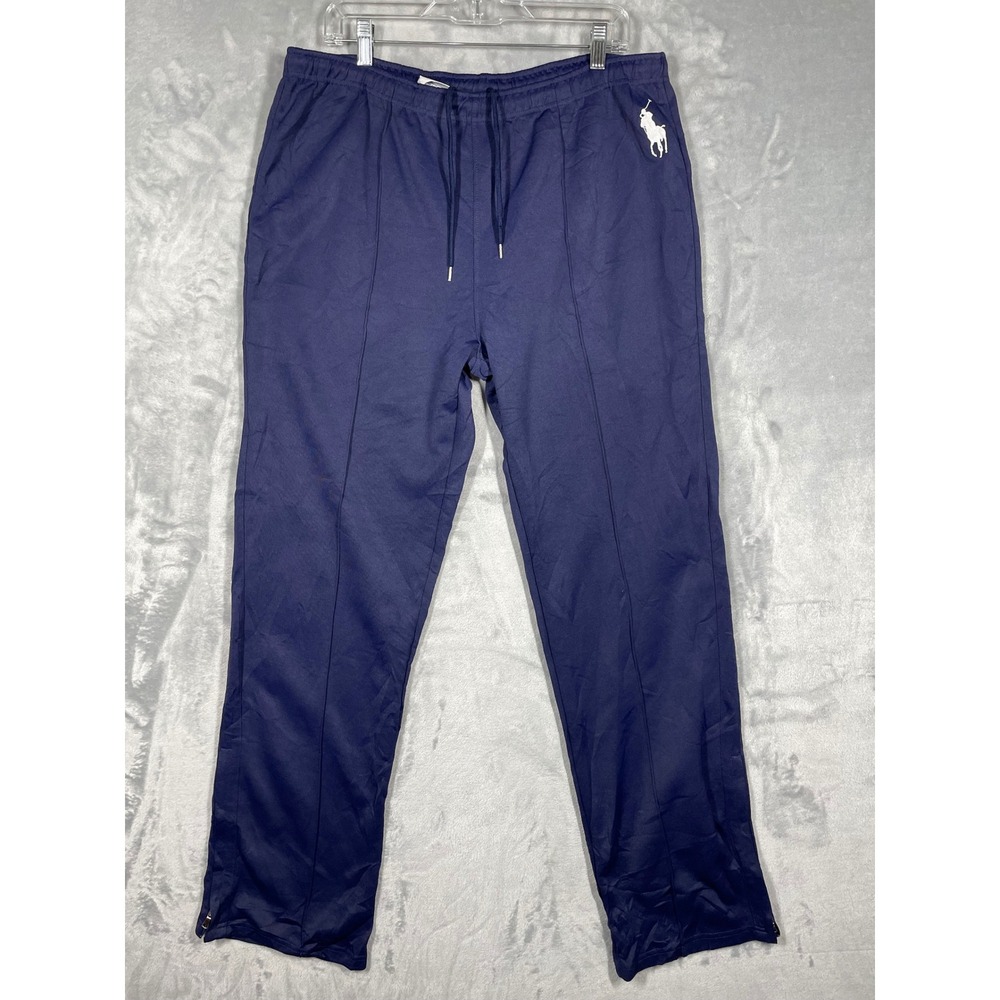 Polo Ralph Lauren Mens Navy Blue Cotton Blend Pintuck Track Pants Big Pony XL